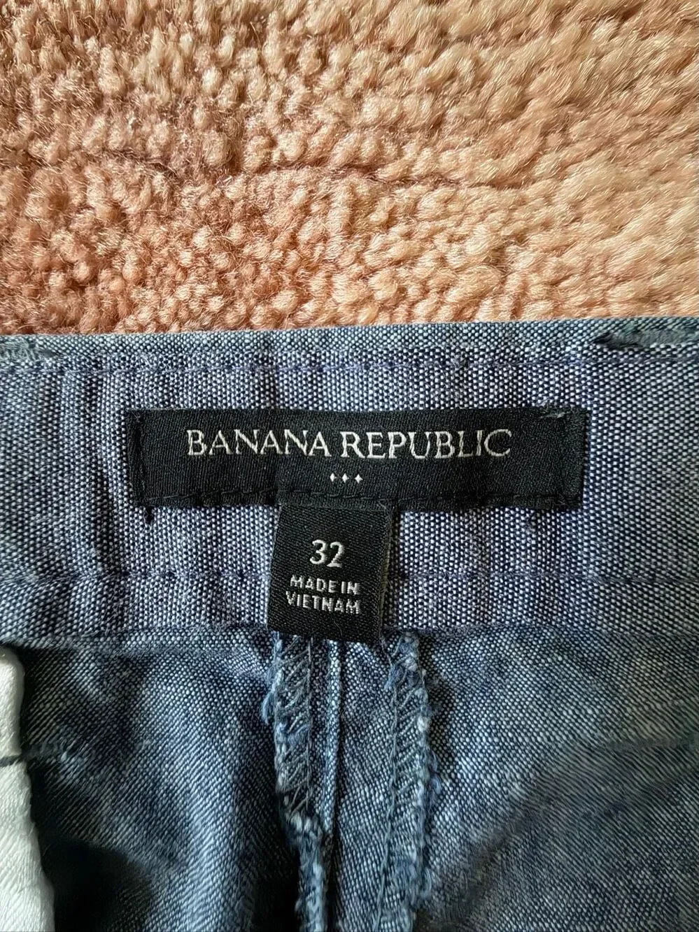 Banana Republic Men’s Gray Chambray Geometric Print Chino Shorts Size 31